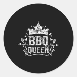 Pegatina Redonda Bbq Queen Byrbecue Meat Grill Grill Bbq