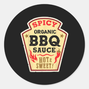 Pegatina Redonda Bbq Sauce Hot Spicy Grill Ketchup Byrbeque Hallowe