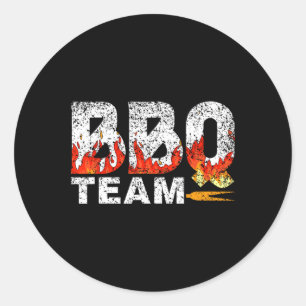 Pegatina Redonda Bbq Team Meat Byrbecue Grilling Grill Bbq