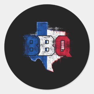 Pegatina Redonda Bbq Texas Grill Smoking Byrbecue Meat Cook