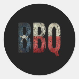 Pegatina Redonda Bbq Texas State Flag Byrbecue