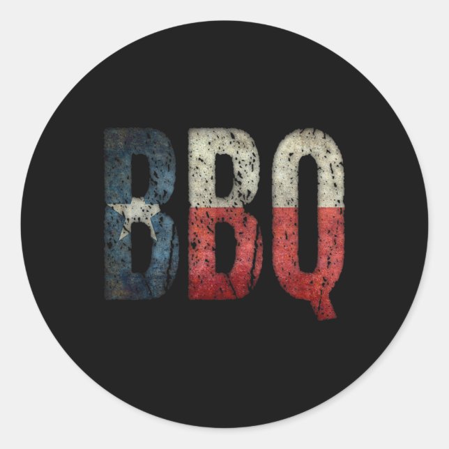 Pegatina Redonda Bbq Texas State Flag Byrbecue (Anverso)