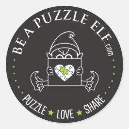 Pegatina Redonda Be A Puzzle Elf – PUZZLE. LOVE. SHARE Sticker