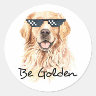 Pegatina Redonda Be Golden Retriever