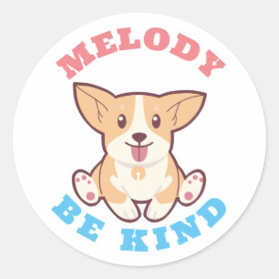 Pegatina Redonda Be Kind Corgi