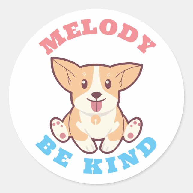 Pegatina Redonda Be Kind Corgi (Anverso)