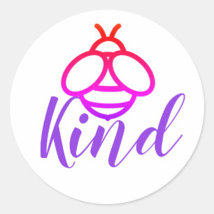 Pegatina Redonda Be Kind - diseño lindo de abejas