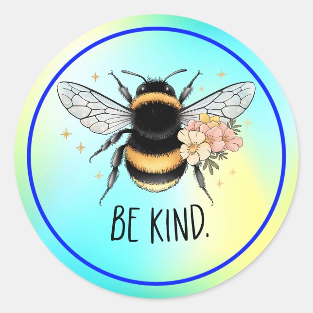 Pegatina Redonda Be Kind Honey Bee Clipart-57650 (Anverso)
