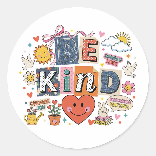 Pegatina Redonda Be Kind - Kindness Matters (Anverso)