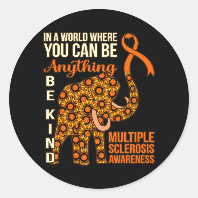 Pegatina Redonda Be Kind Multiple Sclerosis Awareness Support Graph (Anverso)