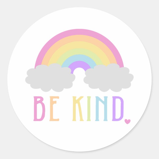 Pegatina Redonda Be Kind Pastel Rainbow (Anverso)