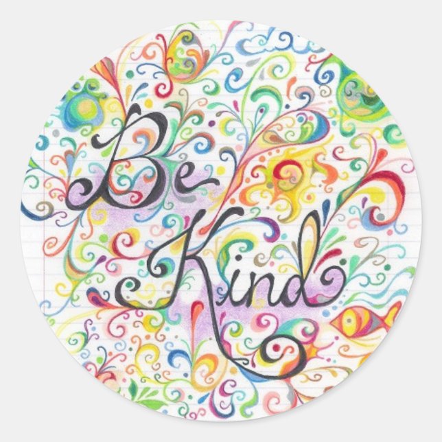 Pegatina Redonda Be Kind Pegatinas (Anverso)