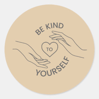 Pegatina Redonda Be Kind to Yourself | Gentle Reminder Line Sticker