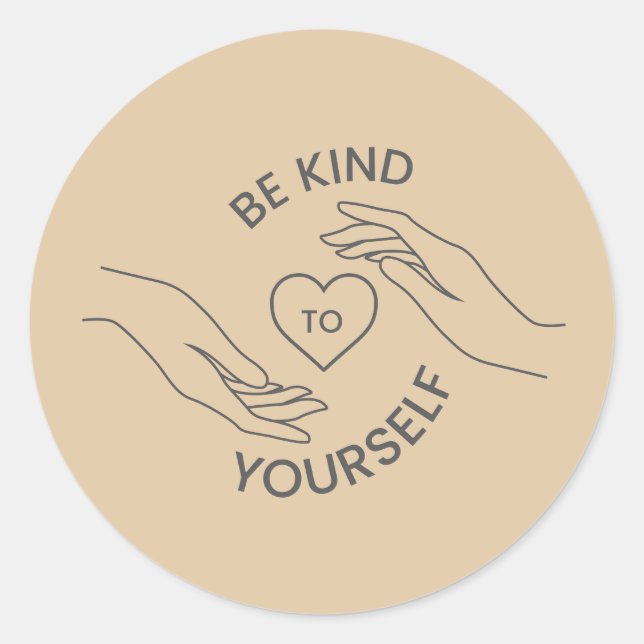 Pegatina Redonda Be Kind to Yourself | Gentle Reminder Line Sticker (Anverso)