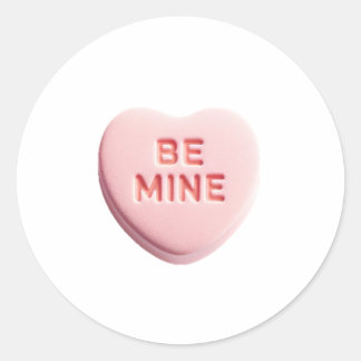 Pegatina Redonda Be Mine Candy Heart