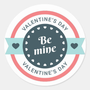 Pegatina Redonda Be Mine El día de San Valentín
