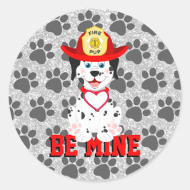 Pegatina Redonda Be Mine Puppy Valentine Classic Pegatinas redondos