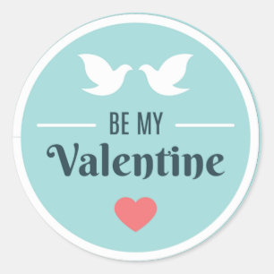 Pegatina Redonda Be my Valentine Doves ID1086