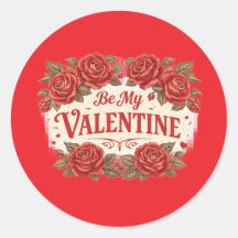 Be My Valentine – Romantic Red Roses Sticker
