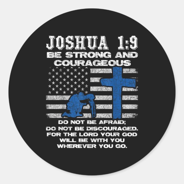 Pegatina Redonda Be Strong And Courageous Do Not Be Afraid Prayer  (Anverso)