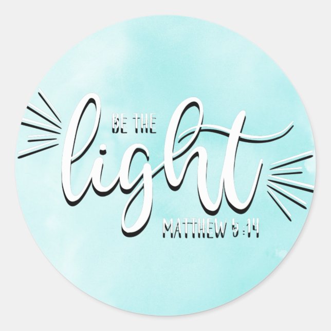 Pegatina Redonda Be the Light Matthew 5:14 (Anverso)
