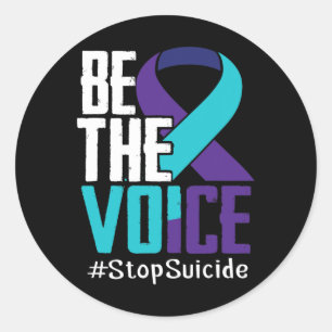 Pegatina Redonda Be the Voice Stop Suicieness Mental Health
