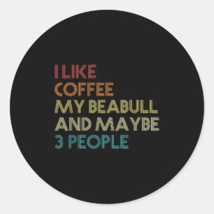 Pegatina Redonda Beabull Dueño de Perro Café Amantes de Cita Gracio