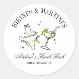 Pegatina Redonda Beach Bachelorette Party Favor Social Club