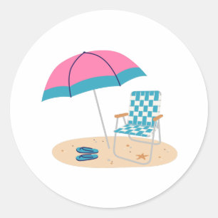 Pegatina Redonda Beach Chair