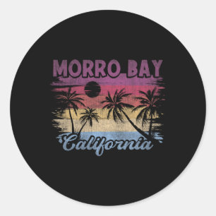 Pegatina Redonda Beach Coastal City Vacation Souvenir Morro Bay