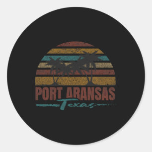 Pegatina Redonda Beach Coastal City Vacation Souvenir Port Aransas