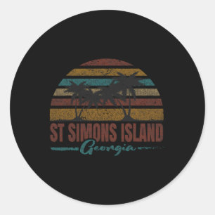 Pegatina Redonda Beach Coastal City Vacation Souvenir St Simons Isl