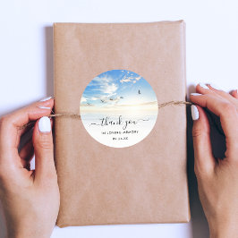 Pegatina Redonda Beach Memorial Seaside Ocean