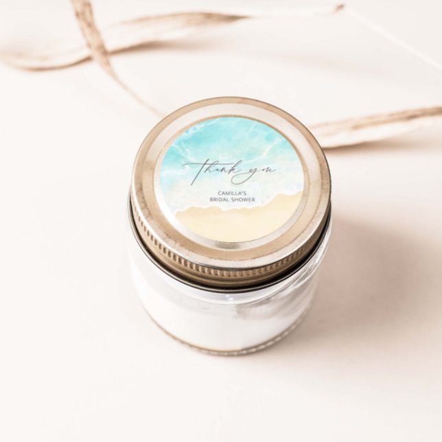 Pegatina Redonda Beach Ocean Bridal Shower (Subido por el creador)