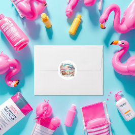 Pegatina Redonda Beach Social Club Bachelorette Personalizado de fi