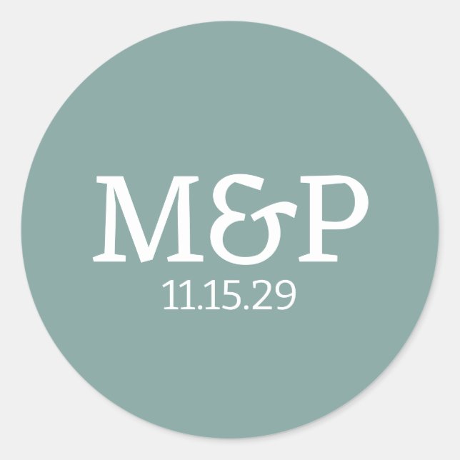 Pegatina Redonda Beach Vibe Iniciales Verde azuladas (Anverso)