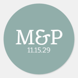 Pegatina Redonda Beach Vibe Iniciales Verde azuladas