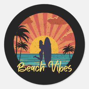 Pegatina Redonda Beach Vibes