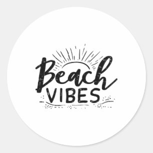 Pegatina Redonda Beach Vibes Sun Relajación Hola Playas Summer Vaca