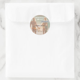 Pegatina Redonda Beach Wedding Boarding Pass Romantic Beach 