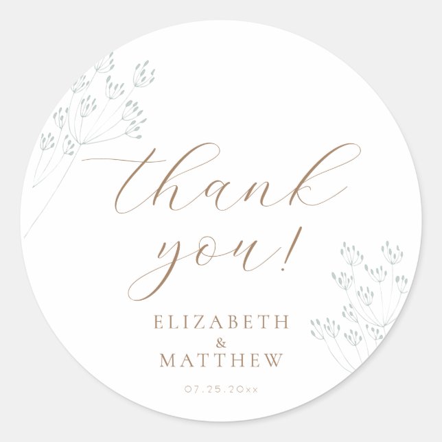 Pegatina Redonda Beach Wedding | Thank You Sticker (Anverso)