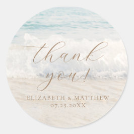 Pegatina Redonda Beach Wedding | Thank You Sticker