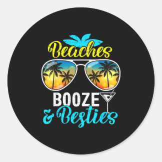 Pegatina Redonda Beaches booze besties girls trip 2026 florida