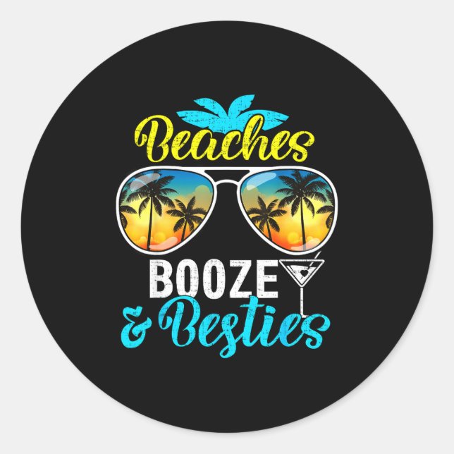 Pegatina Redonda Beaches booze besties girls trip 2026 florida (Anverso)