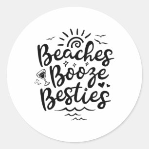 Pegatina Redonda Beaches Schnapps Besties Summer Best Friend Holida