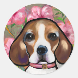 Pegatina Redonda Beagle        