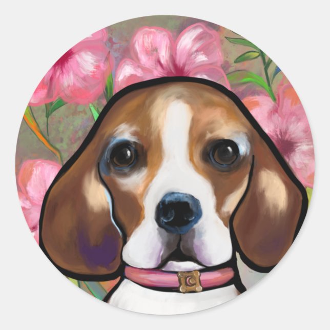 Pegatina Redonda Beagle         (Anverso)