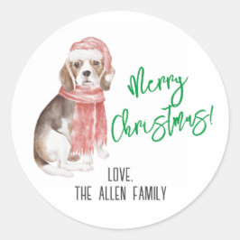 Pegatina Redonda Beagle Christmas Sticker