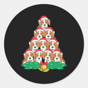 Pegatina Redonda Beagle Christmas Tree Beagle Dog Lover Holidays