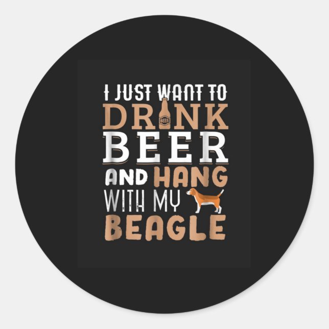 Pegatina Redonda Beagle Dad Funny Fathers (Anverso)